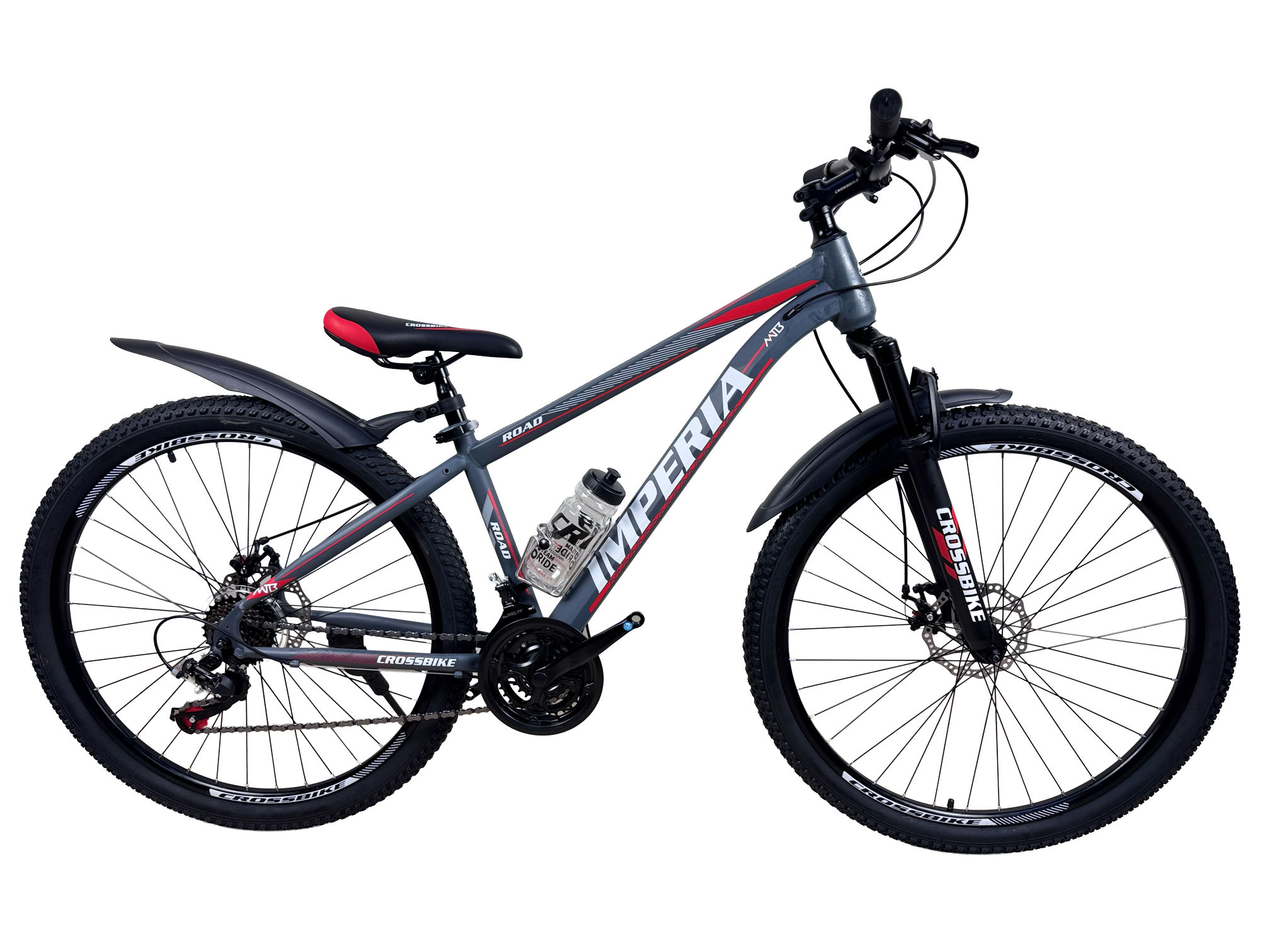 Велосипед CrossBike Imperia 27.5" 15" Сірий-Червоний